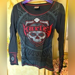 Harley Davidson rhinestone skull top